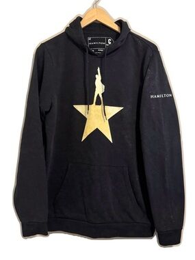 Hamilton Hoodie Black with Gold Star Broadway Musical Large